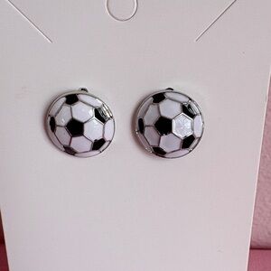 Soccer Ball Stud Earrings NEW